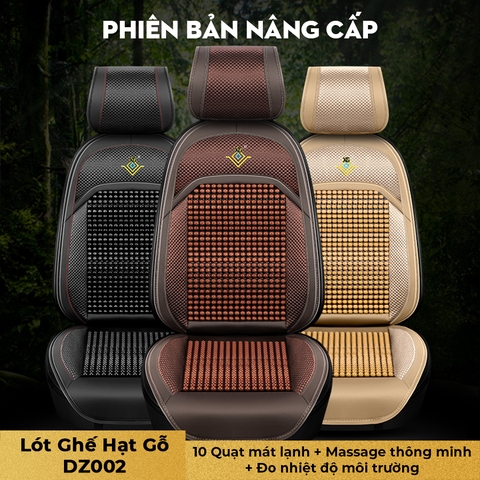 Lót Ghế Hạt Gỗ Massage 5 Chế Độ Thông Minh Kèm Quạt Đo Nhiệt Độ Môi Trường Tích Hợp 2 Cổng Chia USB CIND DZ002 - Nhập Khẩu Chính Hãng