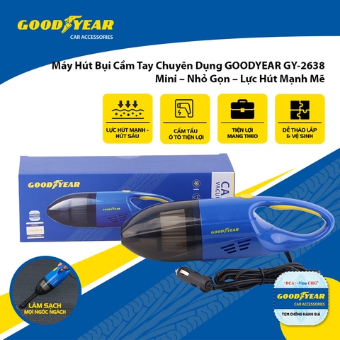 Máy Hút Bụi Cầm Tay Chuyên Dụng GOODYEAR GY-2638 Mini Lực Hút Mạnh Mẽ