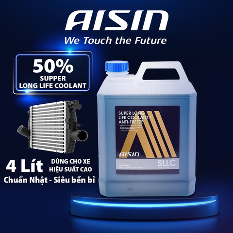 Nước Làm Mát Động Cơ Màu Xanh Dương AISIN Super Long Life Coolant 50% 4 Lít SCPM50A4LB - Nhập Khẩu Chính Hãng