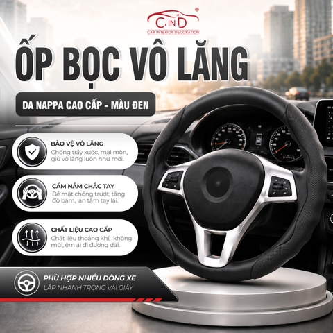 Ốp Bọc Vô Lăng CIND Da Nappa Cao Cấp Mỏng Nhẹ Chống Trượt Phù Hợp Nhiều Dòng Xe