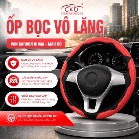 Miếng Ốp Bọc Vô Lăng Ô Tô CIND Carbon Nhám (Phiên Bản Nâng Cấp) Bám Tay Ma Sát Tốt Mỏng Nhẹ Chống Trượt Phù Hợp Nhiều Dòng Xe