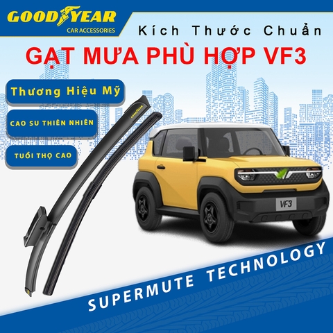 Gạt Mưa Dùng Cho Dòng Xe VinFast VF3 2022-2023 GOODYEAR Siêu Êm Không Rít Size Chuẩn