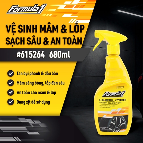 Xịt Làm Sạch Mâm & Vỏ Xe FORMULA 1 615264 680ml Đánh Bay Bụi Phanh Sáng Bóng Tức Thì - Nhập Khẩu Chính Hãng