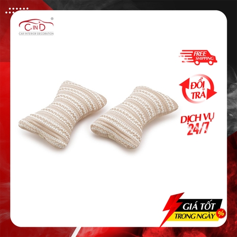 Combo 2 Gối Tựa Đầu Bằng Sợi Bông 3D Thoáng Khí CIND Kiểu 2 - Nhập Khẩu Chính Hãng