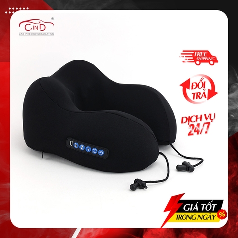 Gối Cổ Chữ U Cao Su Non Định Hình Đa Năng Massage Xoay 2 Chiều Hồng Ngoại Tích Điện CIND Chống Đau Mỏi Vai Gáy, Tựa Cổ Đi Máy Bay, Ô Tô, Du Lịch, Văn Phòng - Nhập Khẩu Chính Hãng