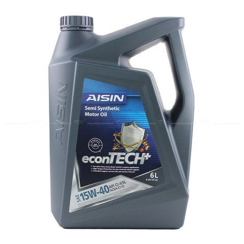 Nhớt Động Cơ AISIN ECSI1546P 15W-40 CI4 / SL Econtech+ Semi Synthetic 6L - Nhập Khẩu Chính Hãng