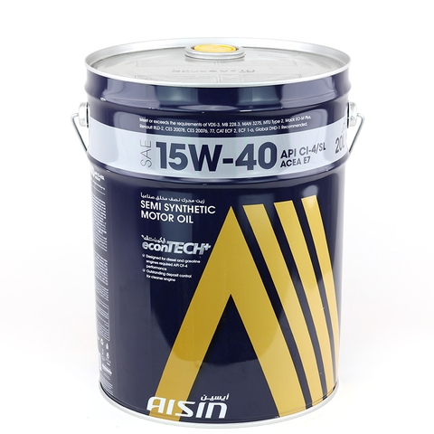 Nhớt Động Cơ AISIN ECSI154PLB 15W-40 CI4 / SL econTECH+ Semi Synthetic 20L - Nhập Khẩu Chính Hãng