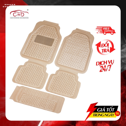 Bộ Thảm Lót Sàn Ô Tô PACKY PODA 6975 Màu Kem 4 Chỗ - Nhập Khẩu Chính Hãng