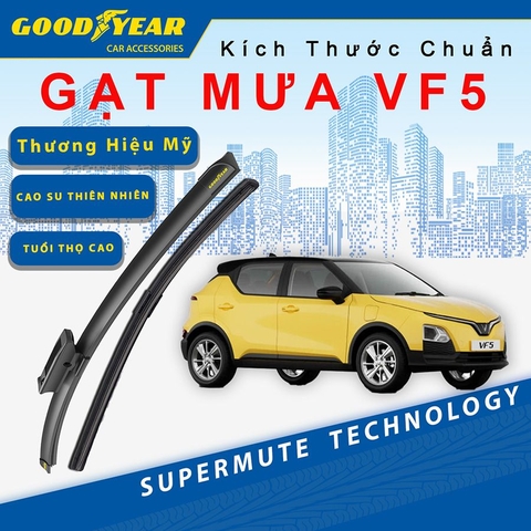 Gạt Mưa Xe VinFast VF5 2022 GOODYEAR Siêu Êm Không Rít Size Chuẩn