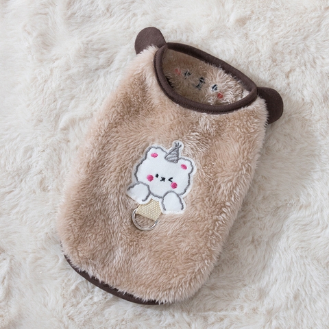 Áo ngắn tay hình gấu có móc kéo cho chó mèo