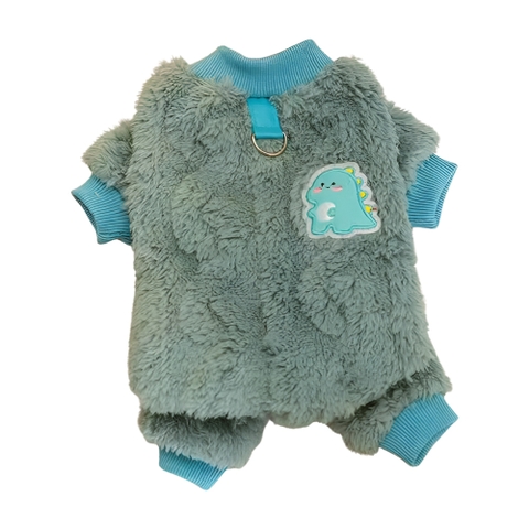 Áo bốn chân lông cừu có móc đính khủng long cho chó mèo