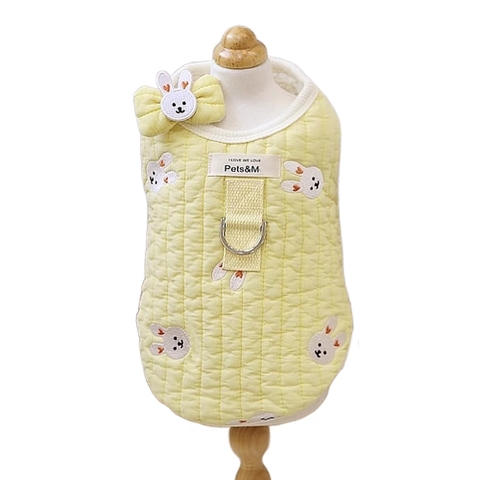 Áo cotton in mặt thỏ lót lông cừu có móc cho chó mèo