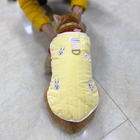 Áo cotton in mặt thỏ lót lông cừu có móc cho chó mèo
