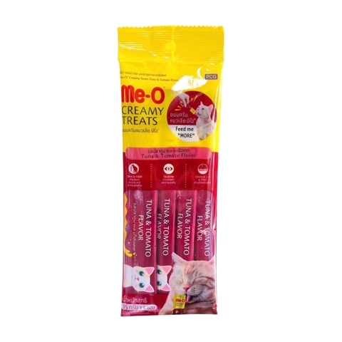 Bánh thưởng mèo dạng kem Me-O vị cá ngừ và cà chua - Me-O Creamy Treats Tuna and Tomato gói 4 thanh