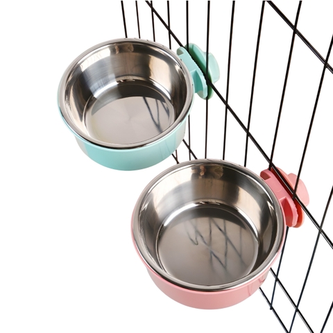 Bát ăn uống gắn chuồng 2 lớp cho chó mèo