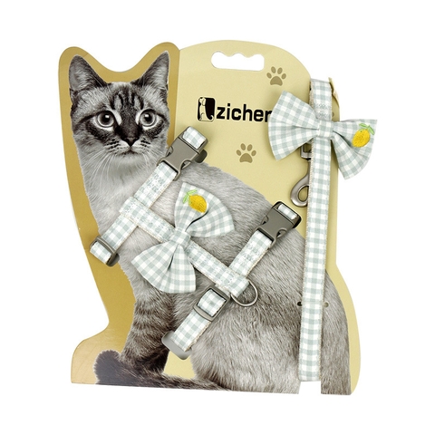 Dây dắt mèo yếm nơ caro cao cấp https://petshopvinh.vn/