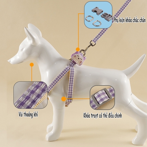 Dây yếm kẻ sọc mặt mèo cho chó dưới 3.5kg https://petshopvinh.vn/