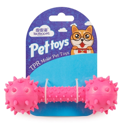 Đồ chơi cắn gặm cao su hình tạ gai có chuông cho chó