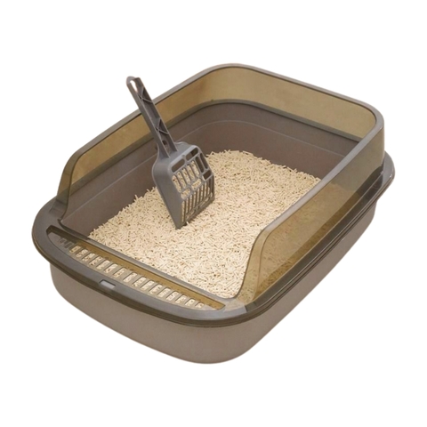 Khay vệ sinh vuông thành trong suốt cho mèo