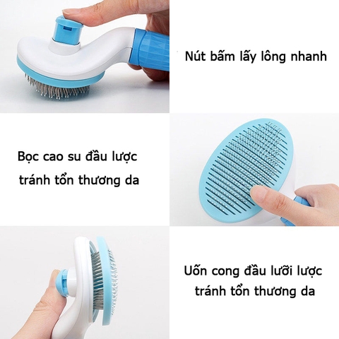 Lược chải lông chó mèo cao cấp có nút bấm lấy lông loại 1 https://petshopvinh.vn/
