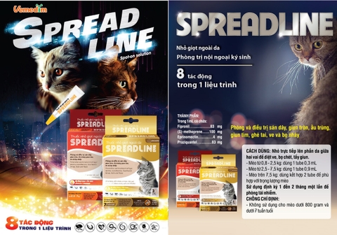 Spreadline - Nhỏ gáy phòng trị sán dây, giun tròn, giun tim, ve, bọ nhảy và rận tai cho mèo