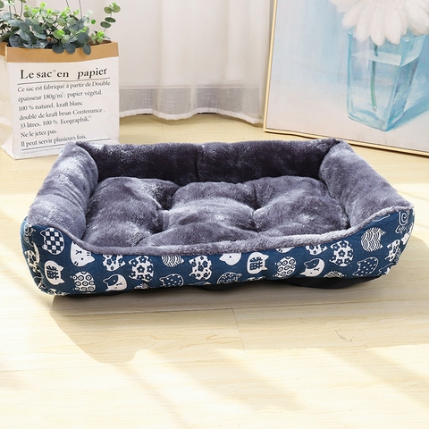 Ổ đệm cho chó mèo lót nhung in hình