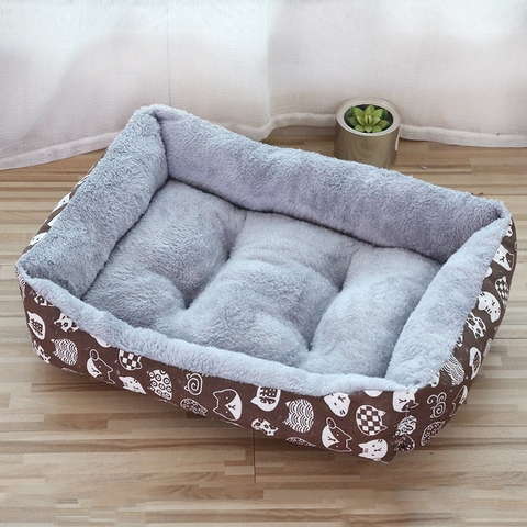 Ổ đệm cho chó mèo lót nhung in hình màu nâu