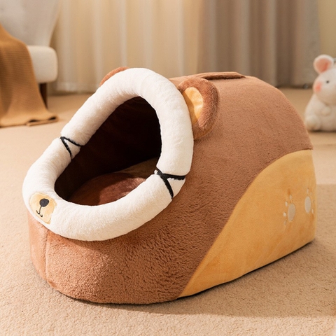 Ổ đệm mái vòm gấu nâu loại 1 cho mèo