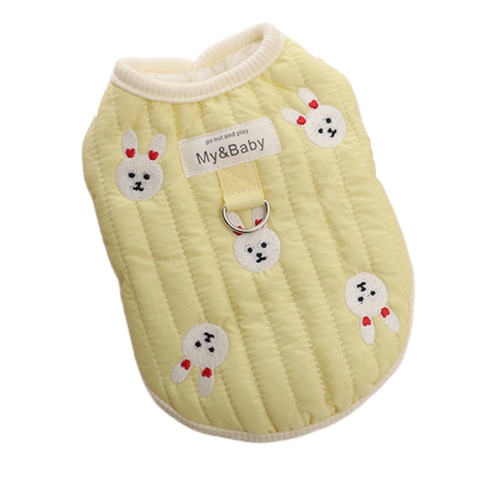 Áo cotton in mặt thỏ lót lông cừu có móc cho chó