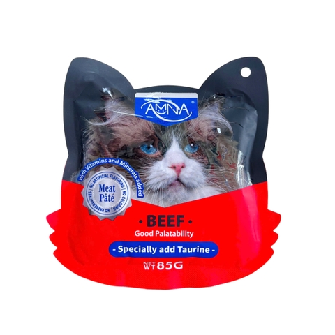 Pate Amna cho mèo vị Bò túi 85g