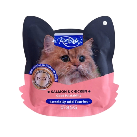 Pate Amna cho mèo vị Cá hồi và gà túi 85g