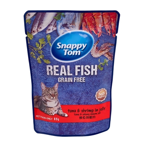 Pate gói 85g Snappy Tom tuna and shrimp in jelly vị cá ngừ và tôm cho mèo https://petshopvinh.vn/;