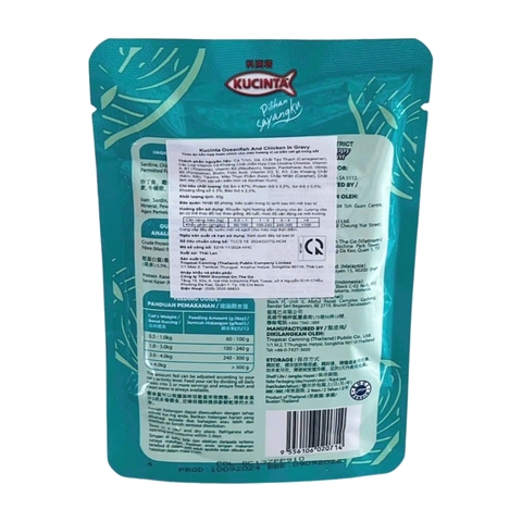 Thức ăn ướt pate Kucinta Oceanfish and Chicken in gravy cá biển và gà 80g https://petshopvinh.vn/;