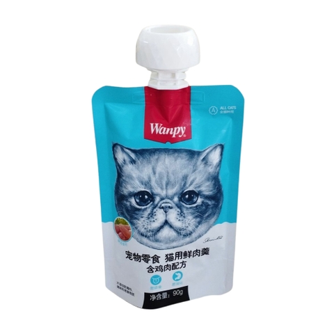 Súp thưởng nắp vặn cho mèo Wanpy, kem thưởng thịt tươi vị gà https://petshopvinh.vn/