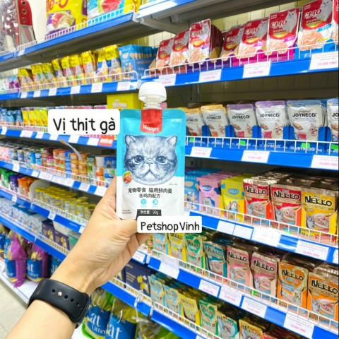 Súp thưởng nắp vặn cho mèo Wanpy, kem thưởng thịt tươi vị gà https://petshopvinh.vn/