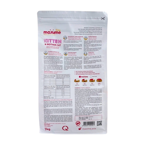 Thức ăn cao cấp Maxime Elite Kitten & Mother Cat hỗ trợ tiết niệu và giảm búi lông cho mèo con và mèo bầu gói 1kg https://petshopvinh.vn/