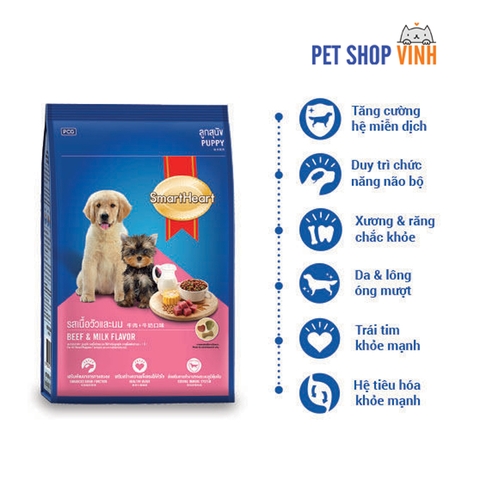 Thức ăn Smart Heart Puppy Beef Milk Flavor cho chó con