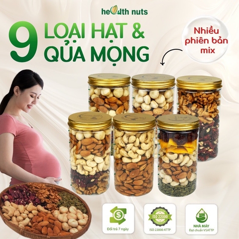 Mixnuts 9 loại Hạt Dinh Dưỡng, nhiều phiên bản mix, cho mẹ bầu, người ăn kiêng, giảm cân Health Nuts