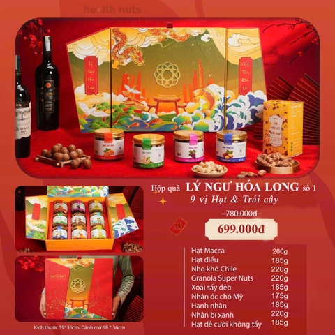Lý Ngư Hóa Long 2 -Hộp quà 9 Vị Hạt dinh dưỡng và trái cây đặc sản