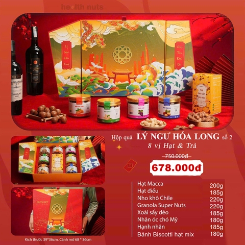 Hộp quà Nuts Gift - Lý Ngư Hóa Long 8 Vị Hạt dinh dưỡng