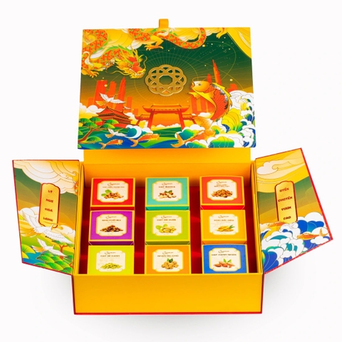 Hộp quà Nuts Gift - Lý Ngư Hóa Long 9 Vị Hạt dinh dưỡng và trái cây đặc sản