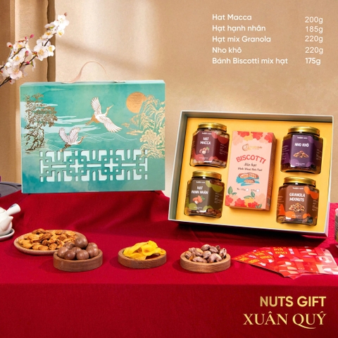 Xuân Quý - Hộp quà Tết Nuts Gift 5 hạt dinh dưỡng và trái cây đặc sản