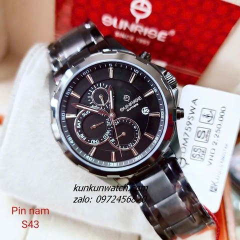 Đồng Hồ Nam Sunrise DM760SWA 6 Kim Kính Sapphire Authentic 43mm