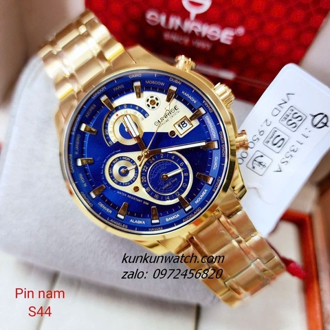 Đồng Hồ Nam Sunrise 1135SA 6 Kim  Kính Sapphire Authentic 44mm