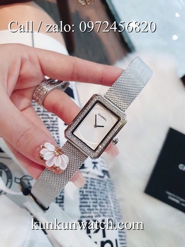 Đồng Hồ Nữ Chanel CNNT011 - Dây Bạc Mặt Trắng - 28,6 x 37mm