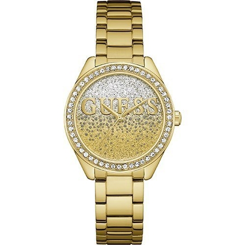 Đồng Hồ Nữ Guess W0987L2 - Nền Mặt Số Lấp Lánh Ánh Vàng Và Bạc - Dây Kim Loại - 36mm