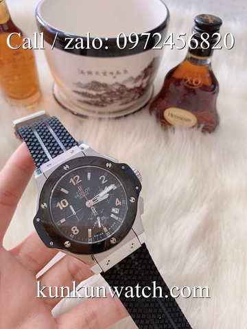 Đồng Hồ Nam Hublot HLS045 - Quartz - Dây Cao Su Đen Vỏ Bạc  Đen -  41mm