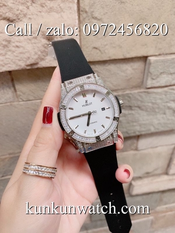 Đồng Hồ Nam Hublot HLCS033 - Automatic - Dây Cao Su Đen Mặt Trắng -  42mm