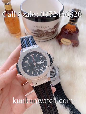 Đồng Hồ Nam Hublot HLS043 - Quartz - Dây Cao Su Đen Vỏ Bạc -  41mm