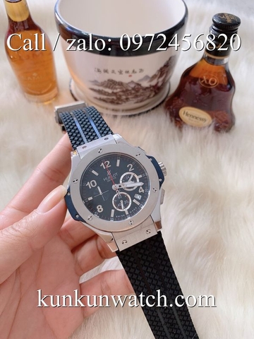 Đồng Hồ Nam Hublot HLS044 - Quartz - Dây Cao Su Đen Vỏ Bạc -  41mm